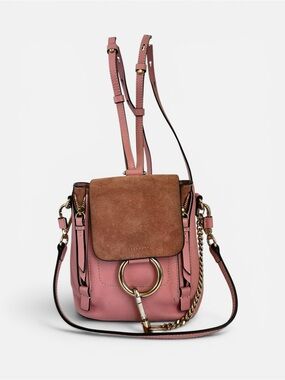 Chloe Pink and Brown Suede Faye Mini Backpack